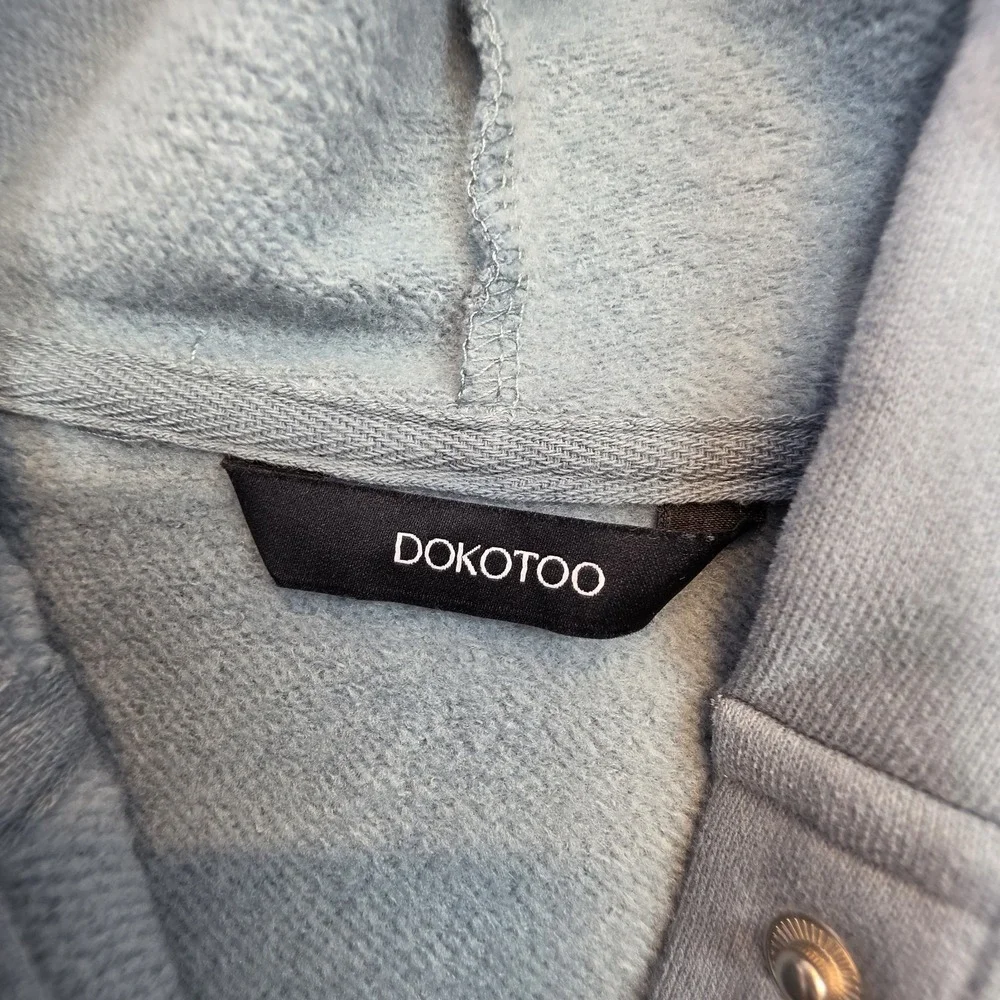 Dokotoo Womens 2XL Blue Hooded Sweatshirt Snap Henley Pullover Fleece Hoodie